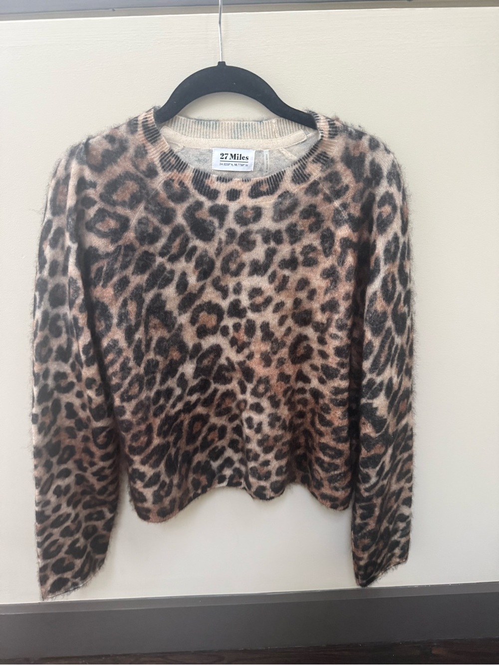 27 Miles Malibu Leopard Print Crewneck Sweater - Brown/Black